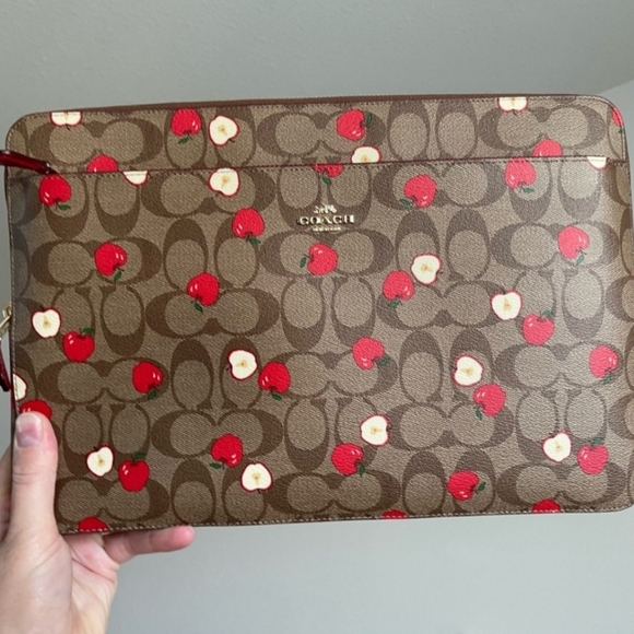 Laptop sleeve in signature canvas with apple print Clearance